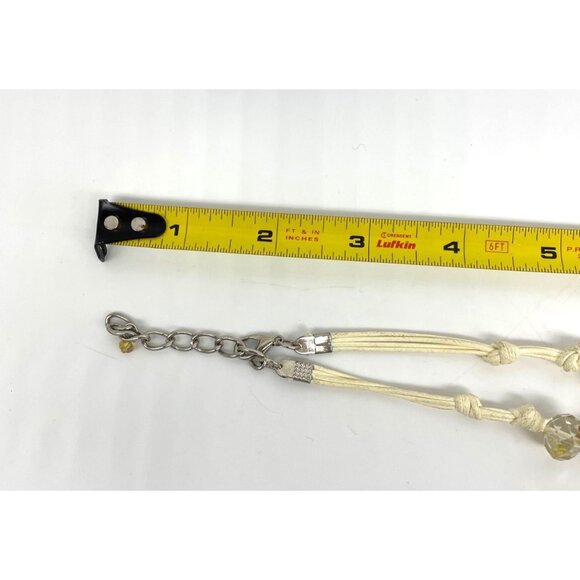 Yellow Crystal Beaded Necklace With Adjustable Chain Length And Knotted Ivory - Picture 6 of 6